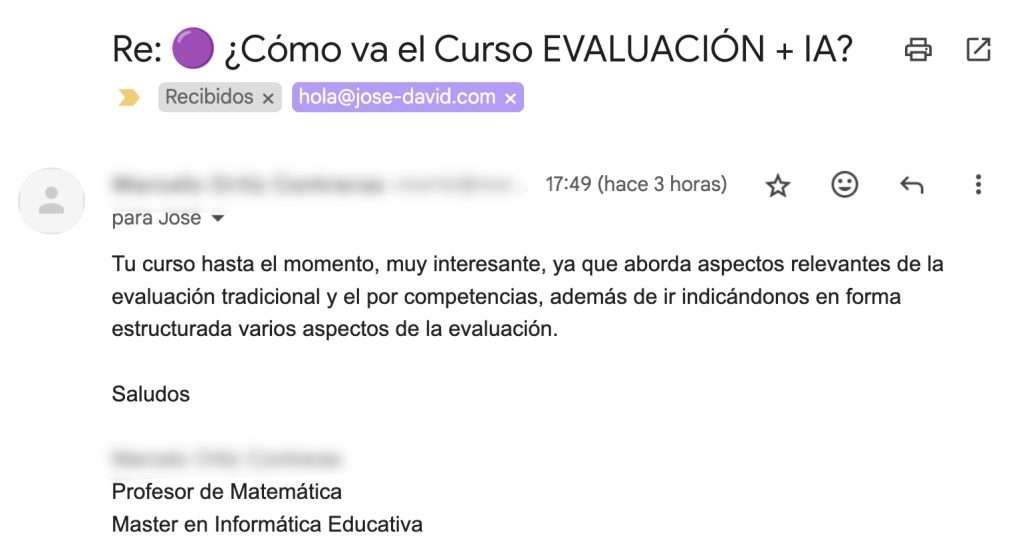 Testimonio del Curso de Evaluación Competencial con IA en jose-david.com